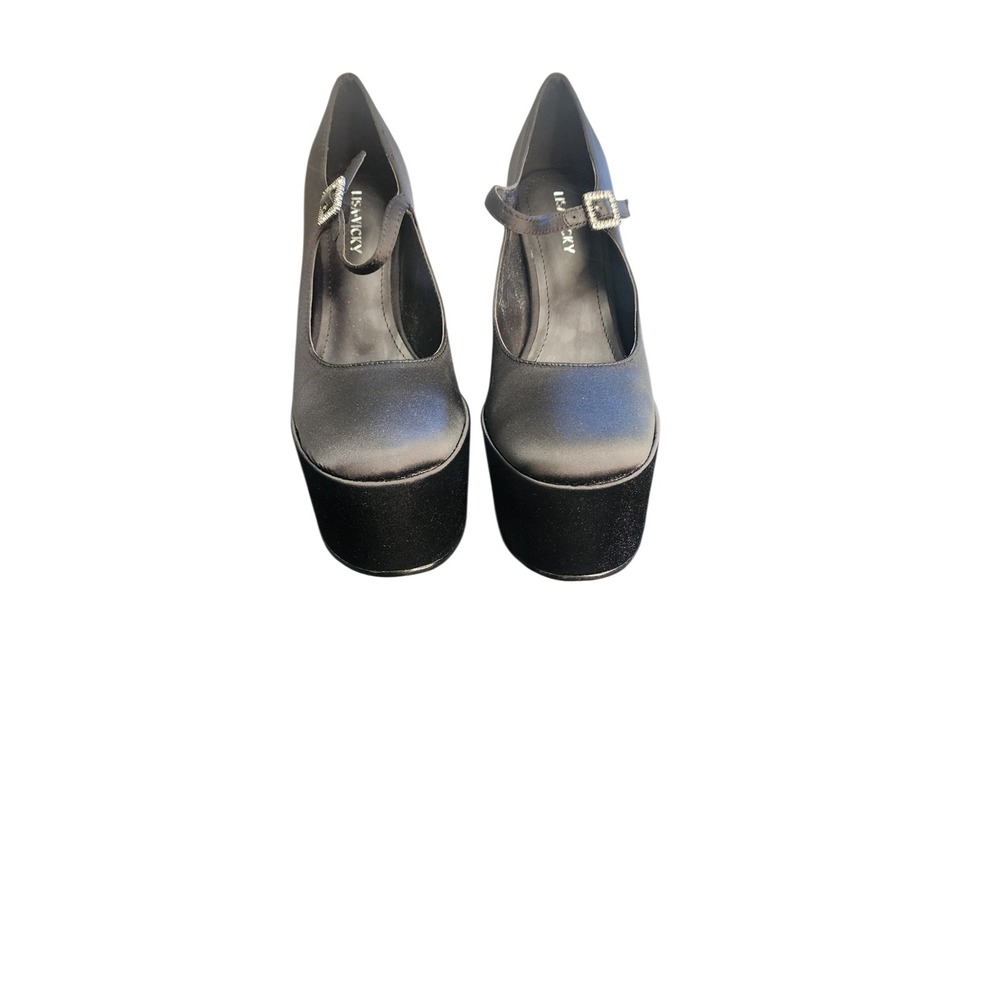 LISA VICKY Platform Mary Jane Heels Womens 7.5 Black Excellent